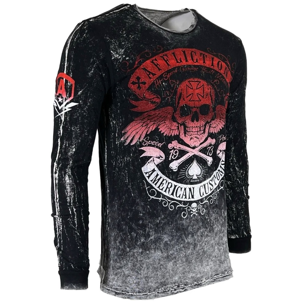 Affliction Men's T-shirt SPEED RUN Reversible Shirt Skull Biker S-2XL NWT - Picture 5 of 10